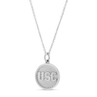 USC Trojans Sterling Silver Round Waved Texture Necklace